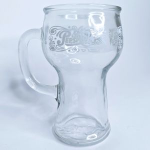Vintage 1970's Pepsi Cola 16 Ounce Clear Glass Soda Fountain Mug with Handle